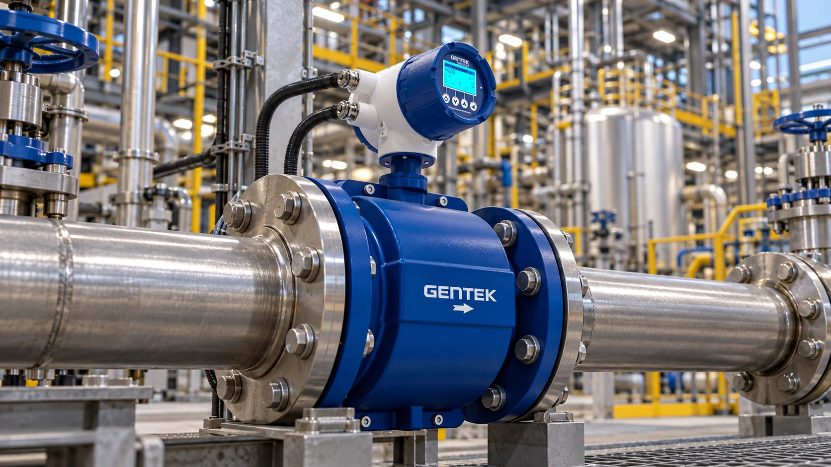 Endüstriyel hatta kurulu Gentek debimetre